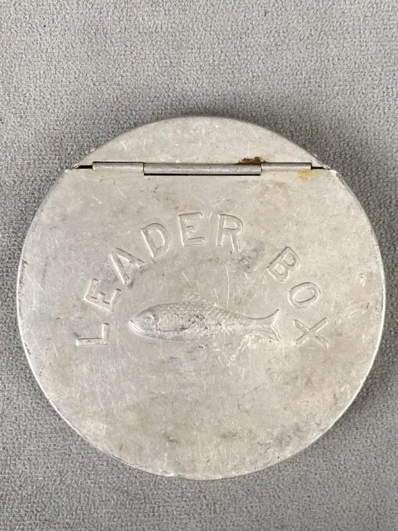 Antique Aluminum Fishing Tackle Leader Box