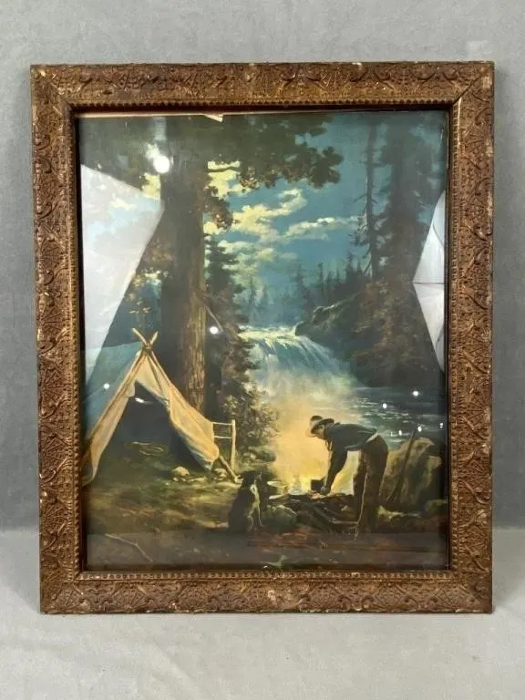 C1920 Boy Scout Camp Along the River Print