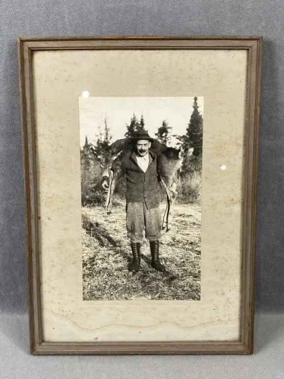Early Photograph of Deer Hunter w Kill