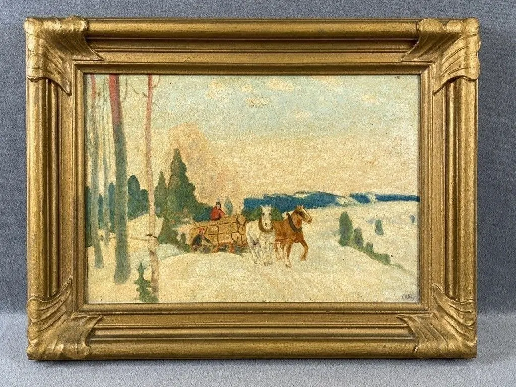 Winter Logging Scene Initialed
