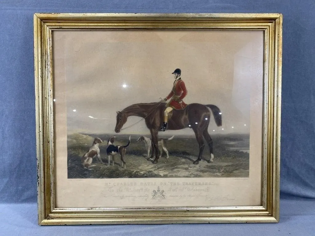19th C Hunt Print Engraved by Edwin Hacker