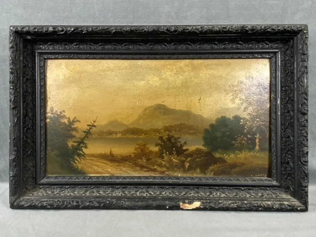C1890 Oil on Board Landscape Signed T. West