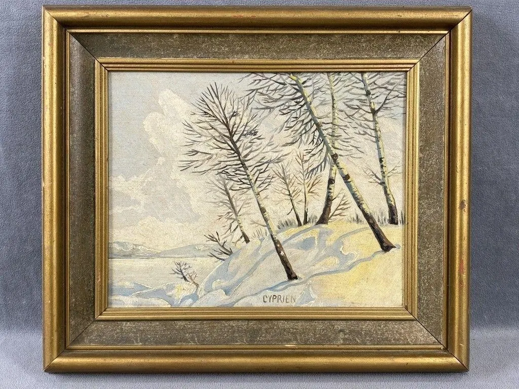 C1950 Winter Oil Landscape by Cyprien