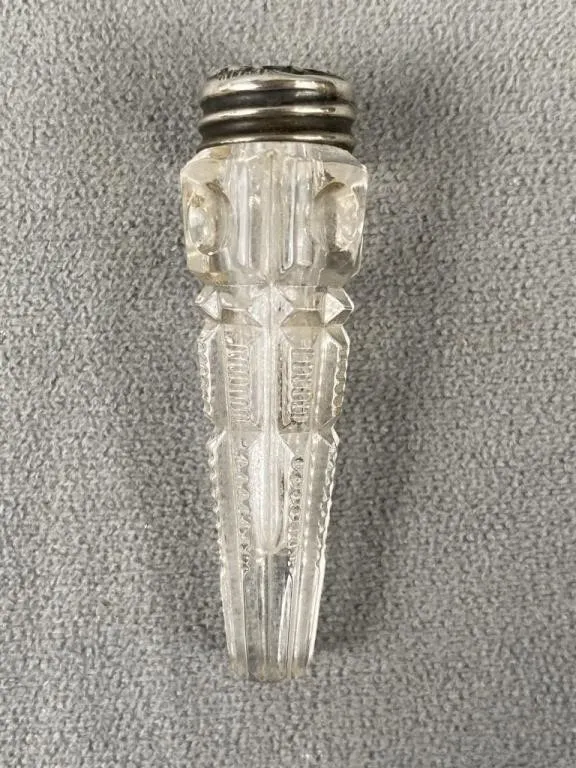 Victorian Cut Glass Perfume Vial w Sterling Lid