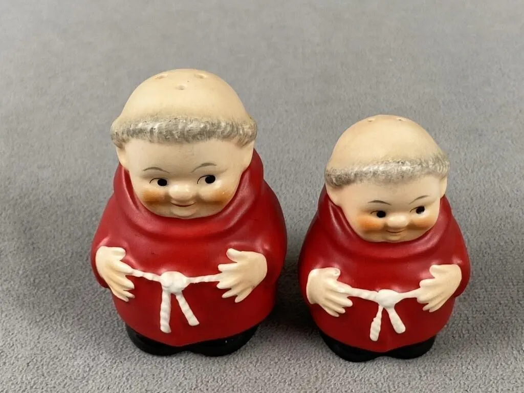 Rare Red Hummel Friar Salt & Pepper Shakers