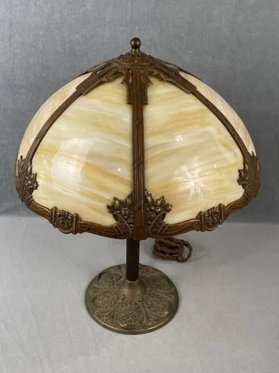 C1920 Tiffany Style Slag Glass Lamp