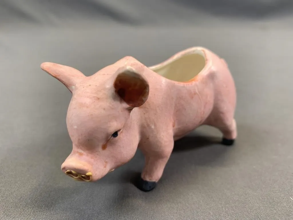 Vintage Bisque Popeye Riding on a Pig Mustard Pot