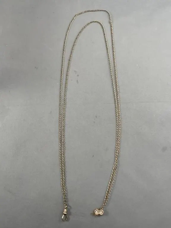 C1920 Pocket Watch Slide Chain w Inset Opals
