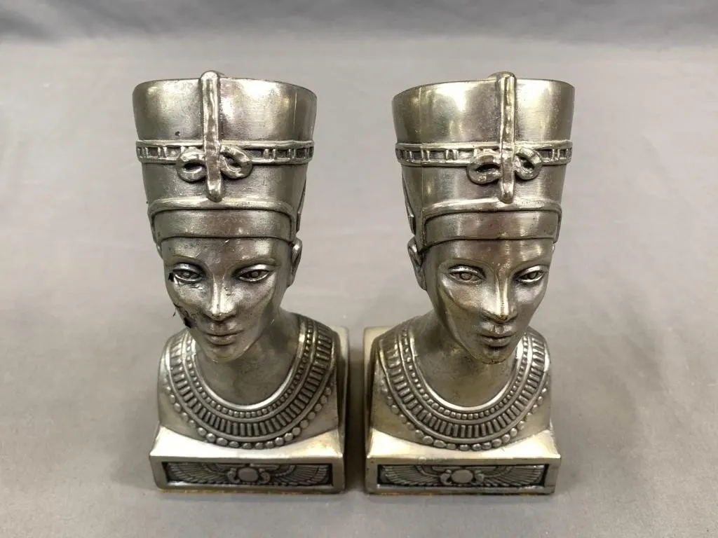 C1910 Nefertiti Nickel Plated Bookends