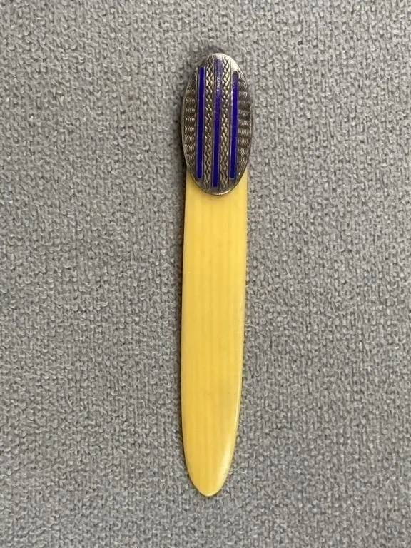 Sterling Silver & Enamel Tip Ivory Bookmark