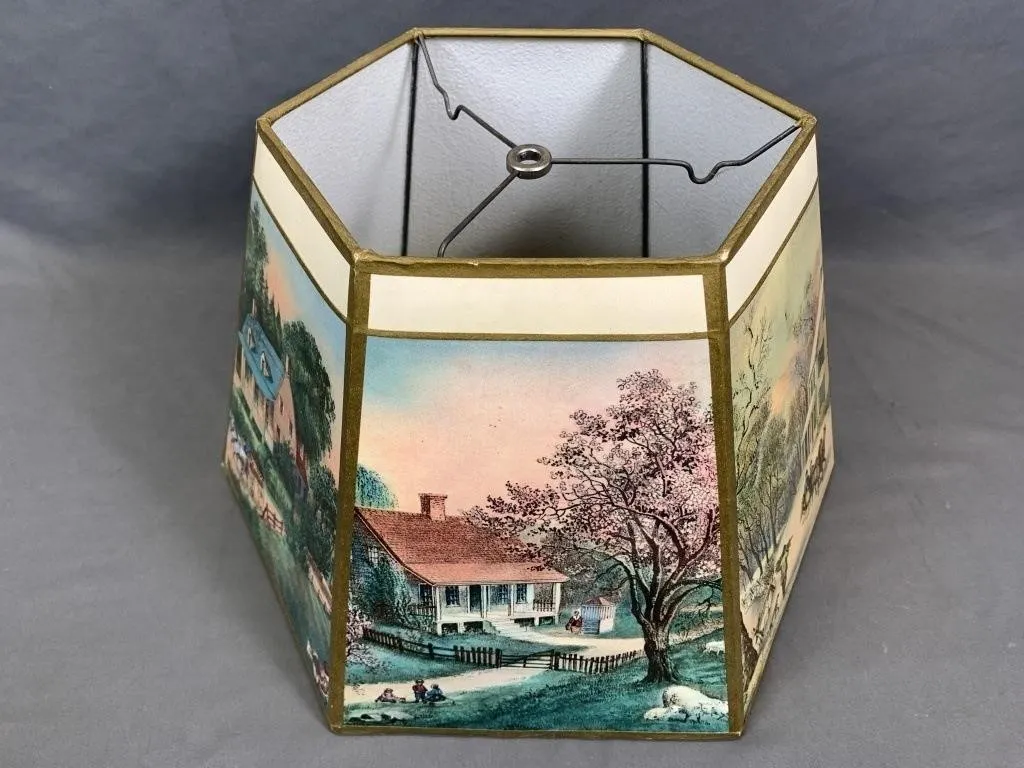 Aladdin Lamp Shade w Rural Homestead Panels
