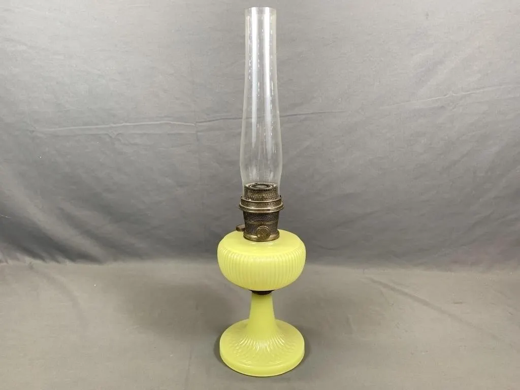 Rare Uranium Glass Yellow Moonstone Aladdin Lamp