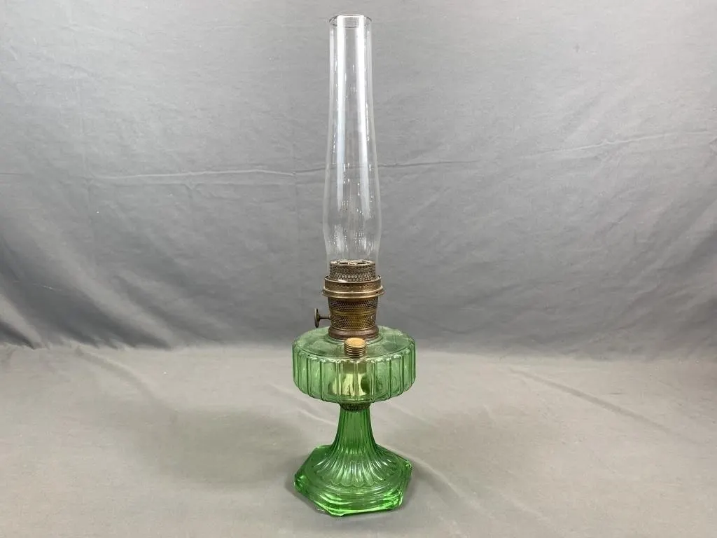Antique Uranium Green Glass Aladdin Lamp