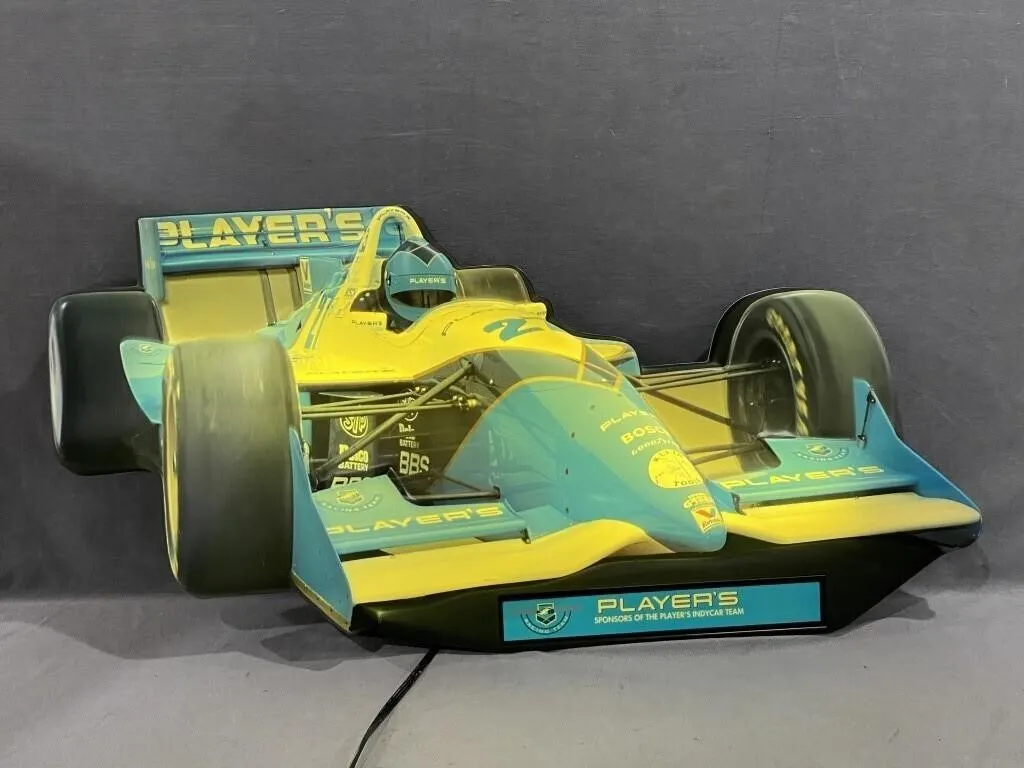 Players Indy Race Car Light Up Advertising Sign