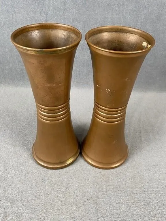 Pair of Chardo WWII Trench Art Vases