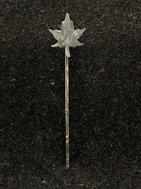 Antique Sterling Chased Maple Leaf Stick Pin