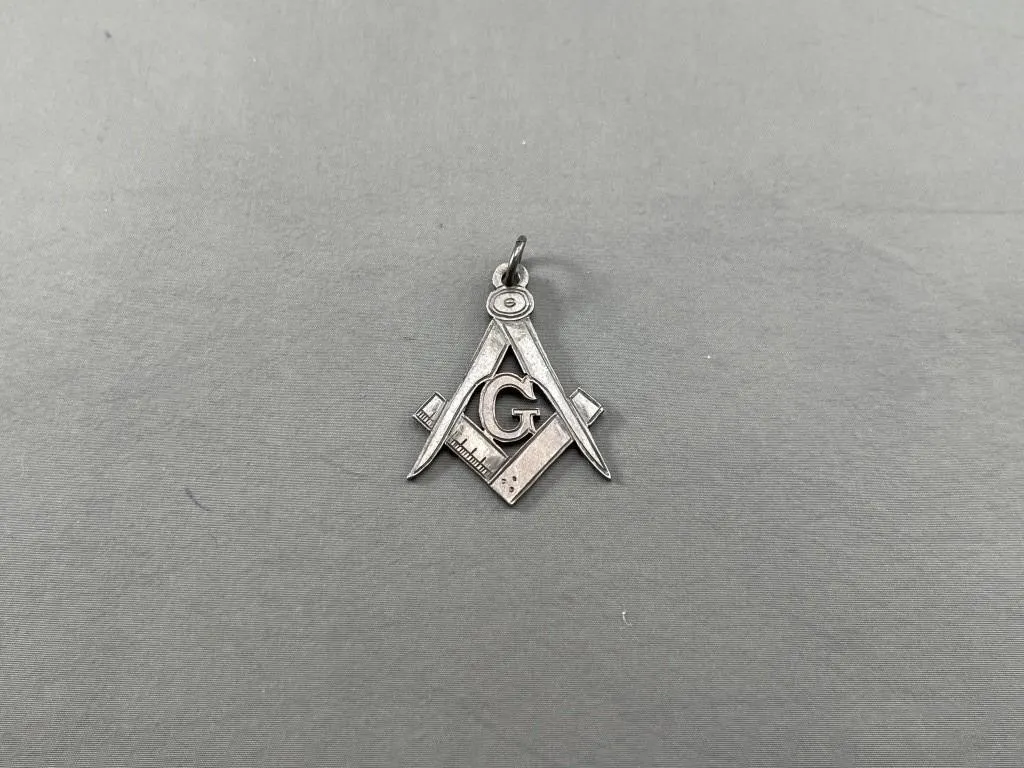 1916 Sterling Masonic Square & Compass Pendant
