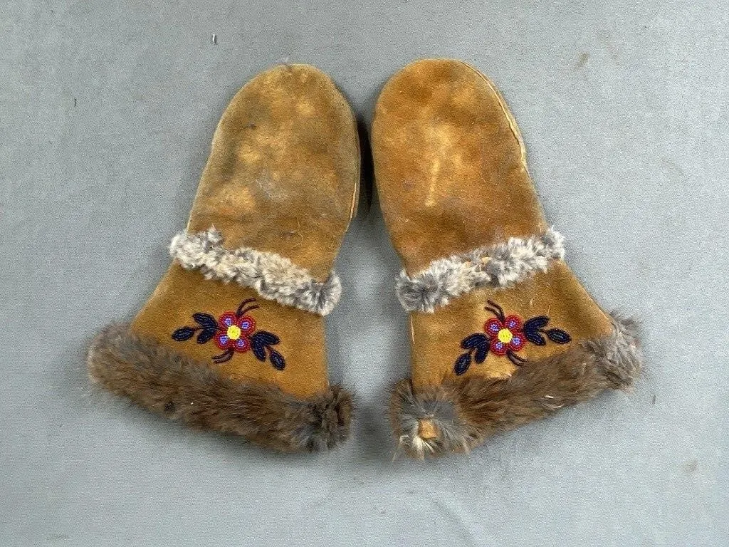 Pair Vintage Native American Woodland Beaded