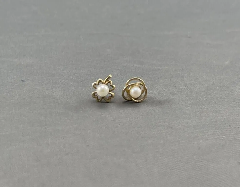 10K Gold Pearl Earrings