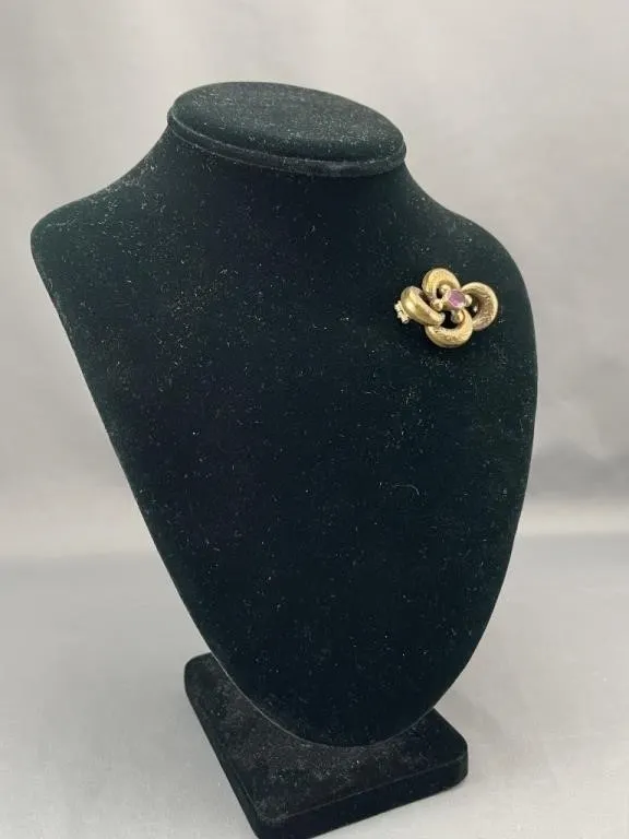 Antique Victorian Love Note Brooch w Gem Stone