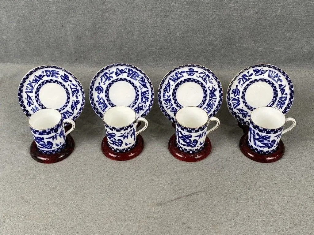 4 Vintage Coalport 1750 Demitasse Cup & Saucers