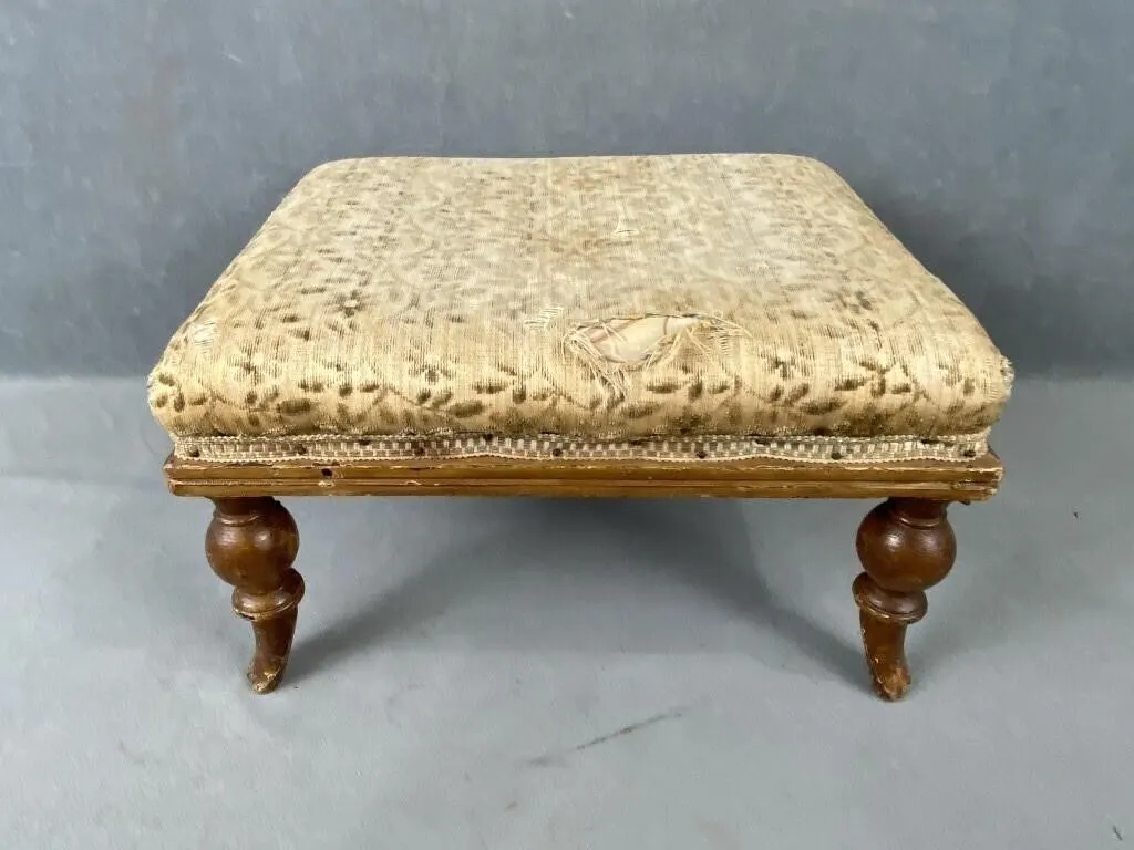 Antique Foot Stool w French Feet