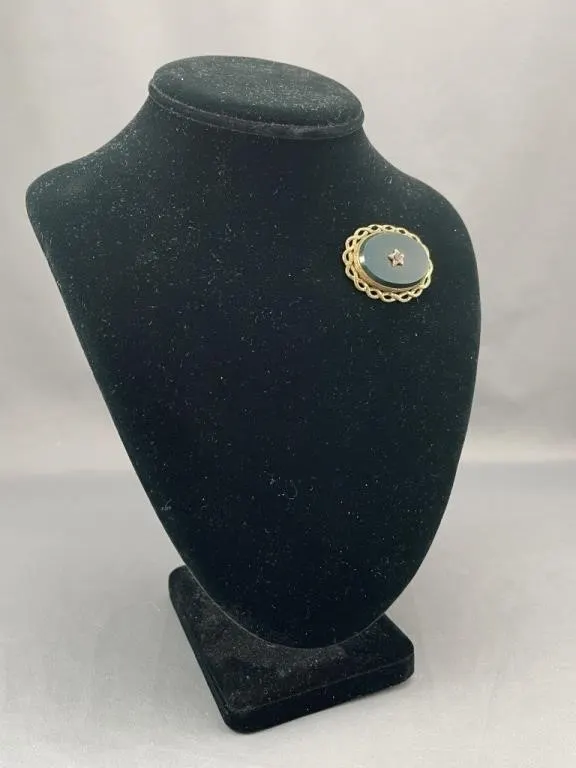 Victorian Scottish Green Bloodstone Brooch