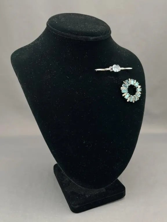 Art Deco Revival Bar Pin + Rhinestone Brooch