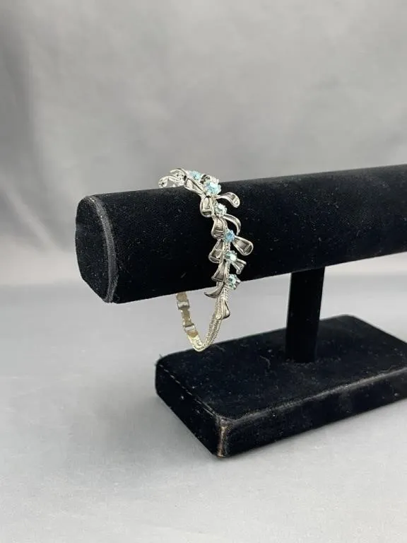 Silver Tone Fine Strand Bracelet w AB Stones