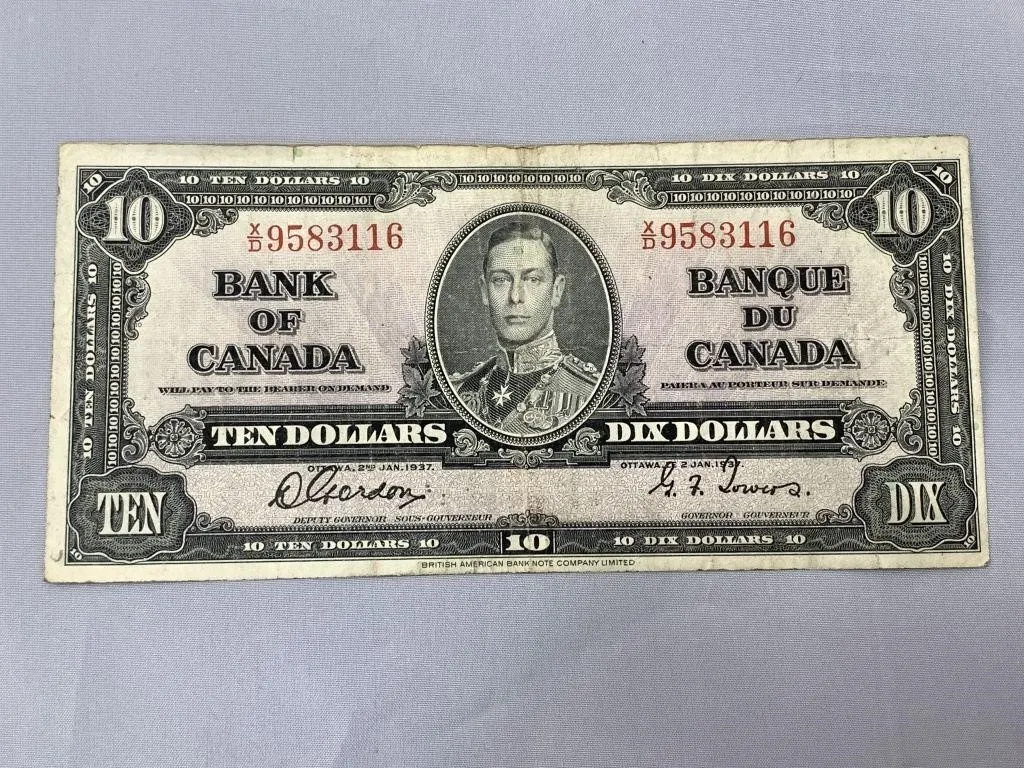 Bank of Canada 1937 Ten Dollar Bill