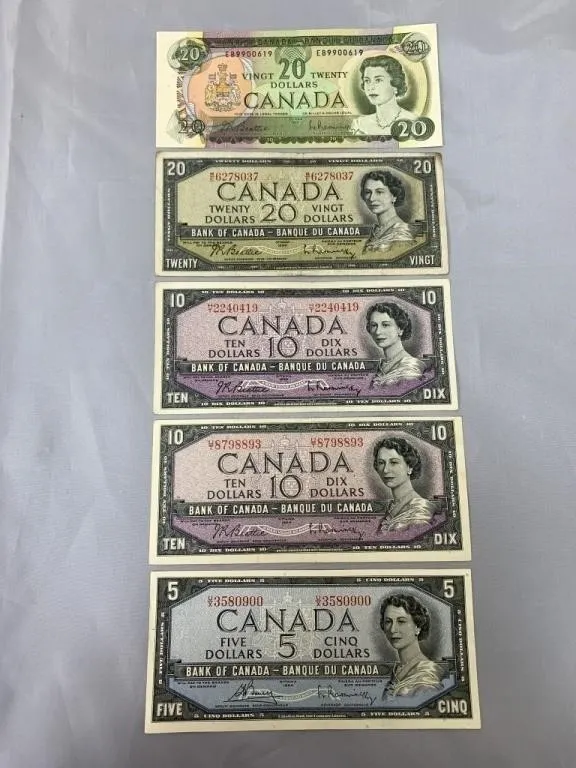 Bank of Canada Old Paper Money 5 10 20