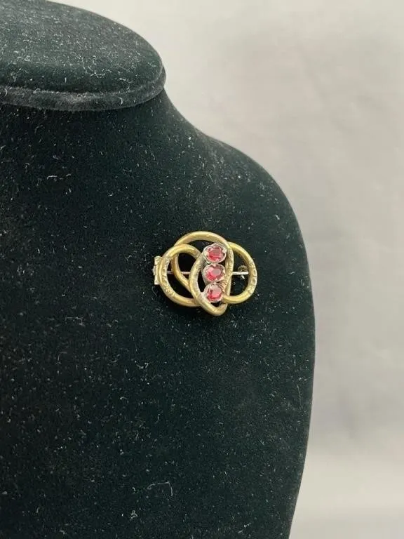 Antique GP Garnet Love Knot Brooch