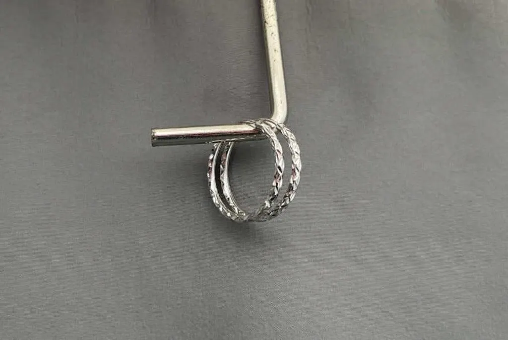 Pair Diamond Cut 10K White Gold Hoop Earrings