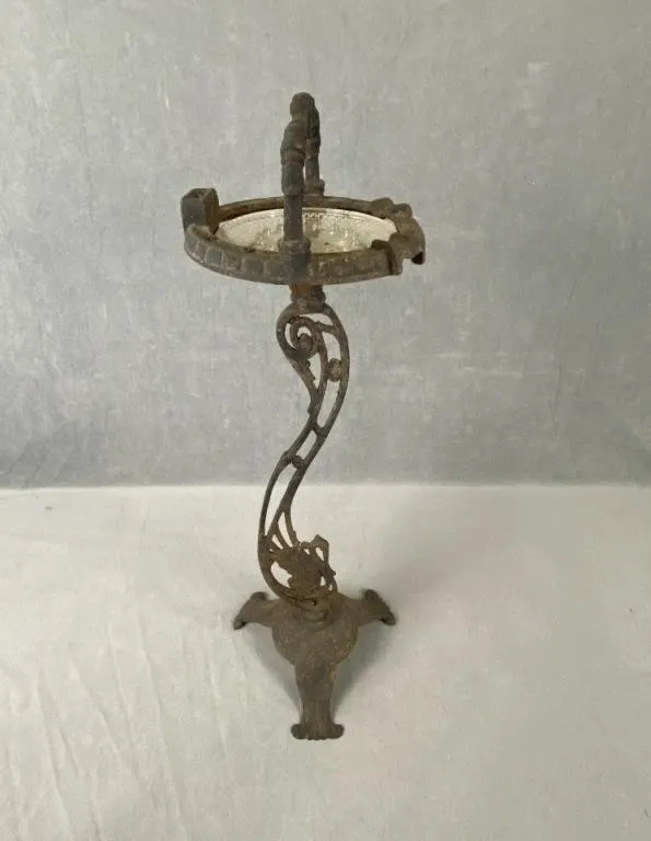 Cast Iron Standing Deco Ashtray