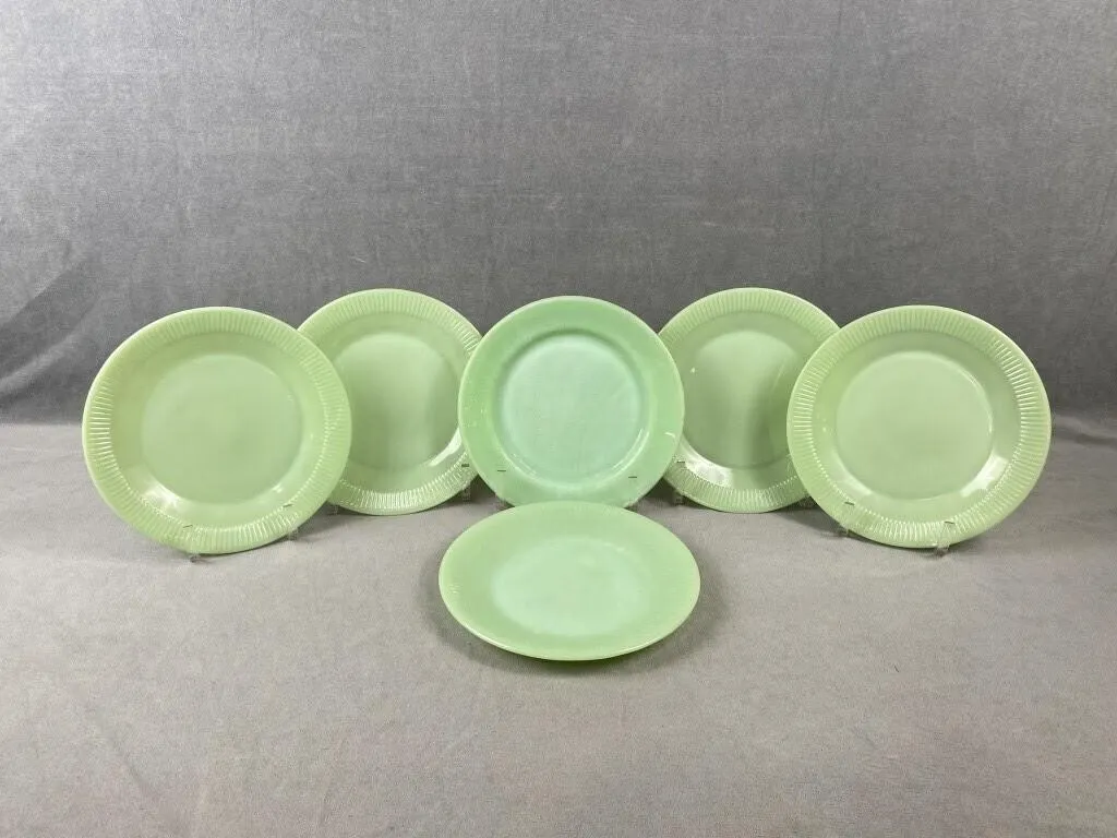 Set of 6 9" Jadeite Fire King Dinner Plates