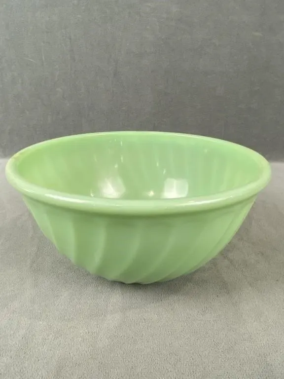 Jadeite Fire King 8" Swirl Bowl