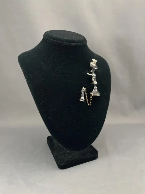 Vintage Candlestick Phone Brooch