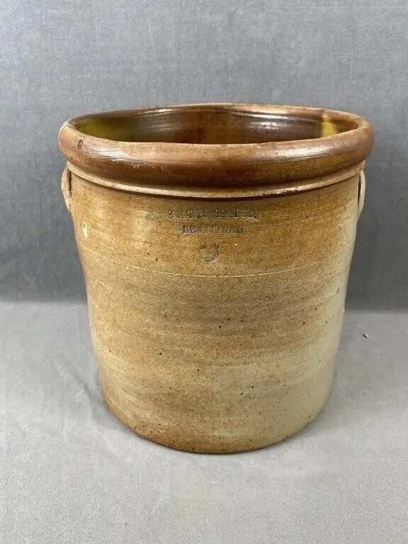 Signed 19th C Salt Glazed #6 Brantford Crock