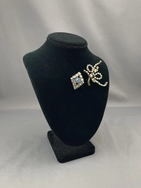 Vintage Moonstone & Aurora Borealis Brooches