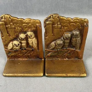 C1930 Cast Owl Bookends in Original Paint