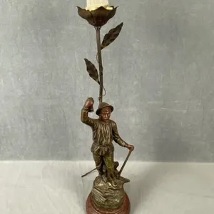 C1920 French Spelter Newel Post Lamp