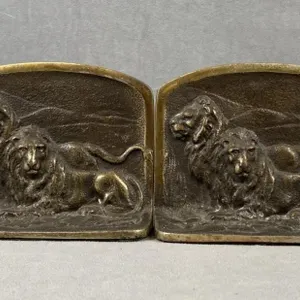 C1920 Cast Lion Bookends