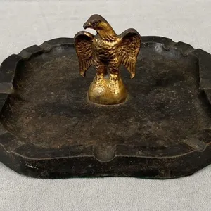 C1900 Cast Iron Cigar Ashtray w American Eagle