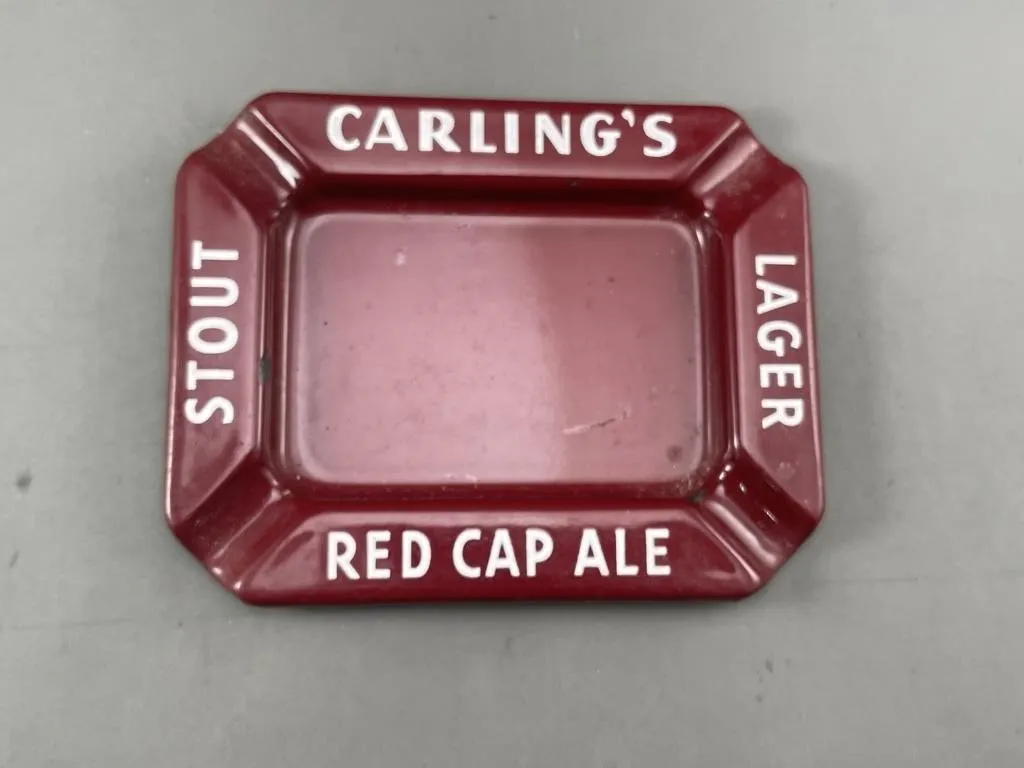 Carling's Red Cap Ale Enamel on Metal Ashtray