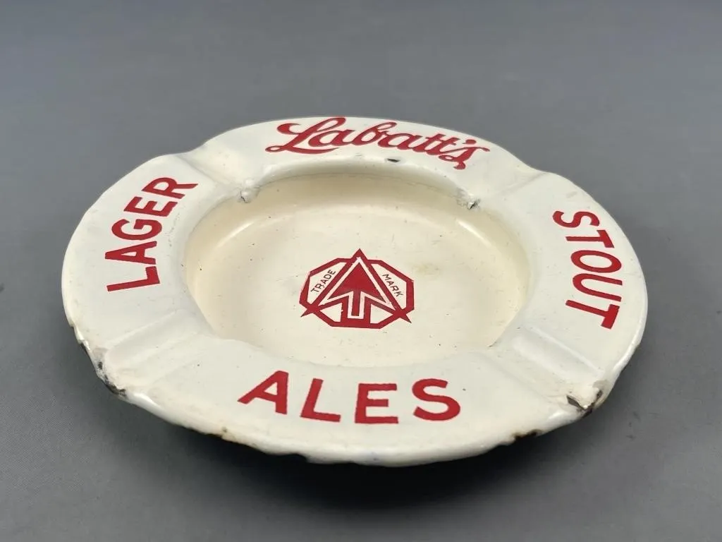 Labatts Lager Enamel on Metal Ashtray