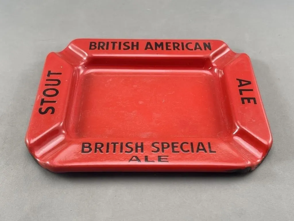 British American Stout Ale Enamel on Metal Ashtra
