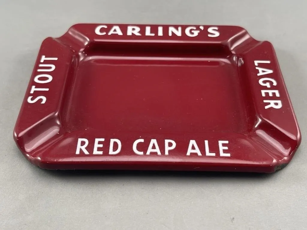 Carling's Red Cap Ale Enamel on Metal Ashtray