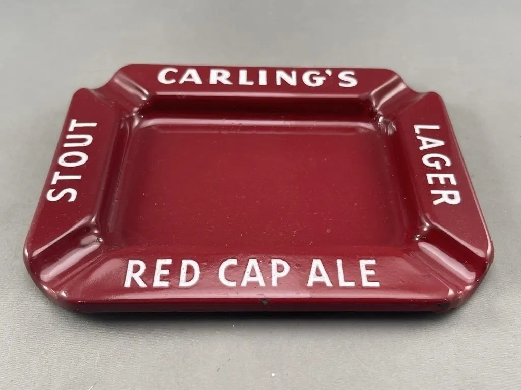 Carling's Red Cap Ale Enamel on Metal Ashtray