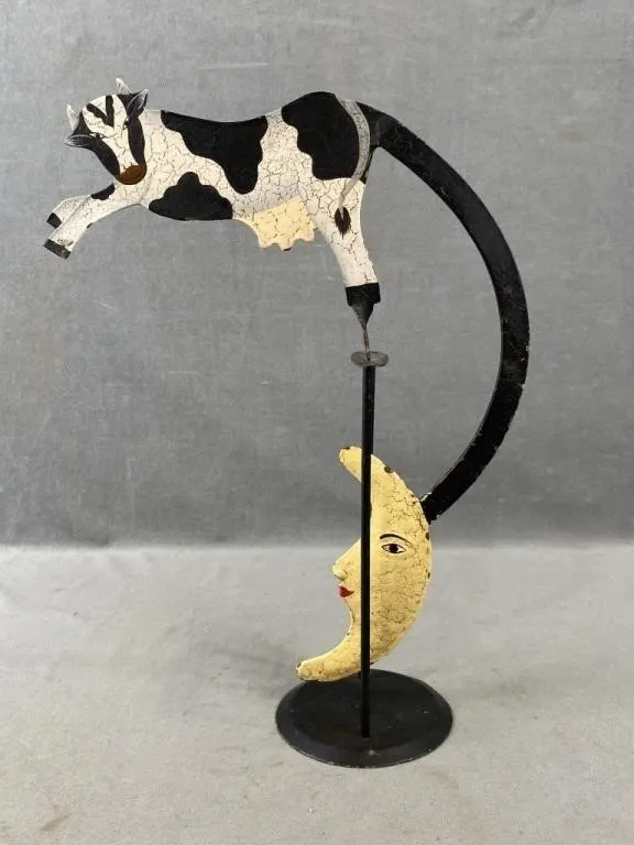 Vintage Cow Jumping Over Moon Folk Art Whimsy