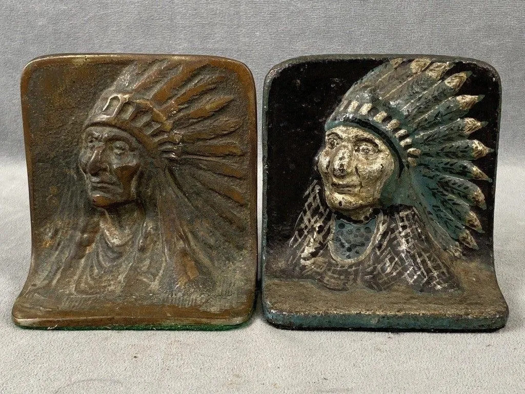 Vintage Cast Native American Bookends
